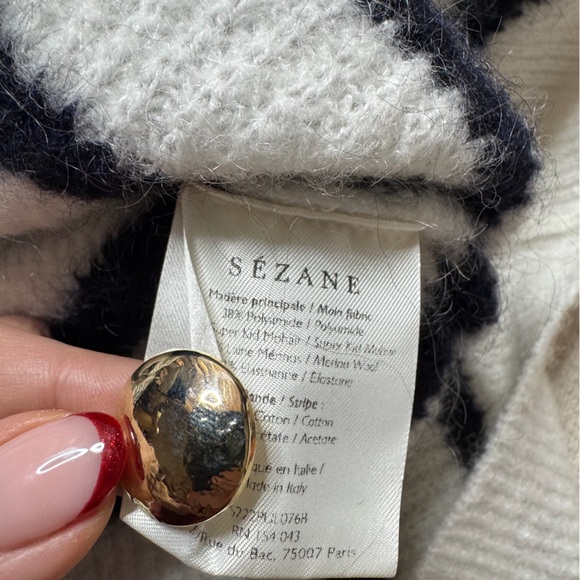 Sezane Trudy Mohair Coastal Striped Mock Neck Sweater XXXL - Picture 7 of 7